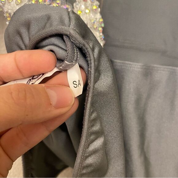 Glamour solo custom dance costume gray lyrical flutter sleeve SA-Small adult - Picture 12 of 14